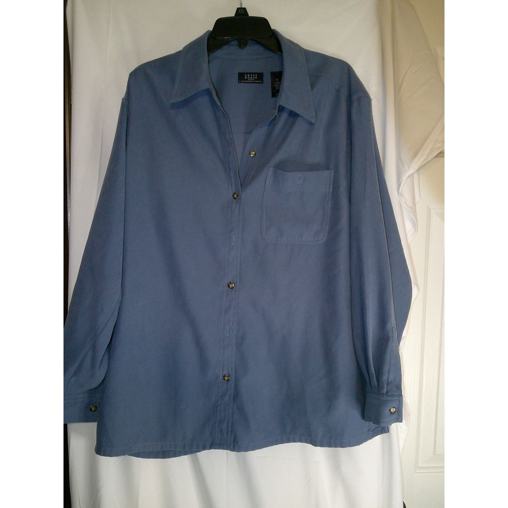 Men's Crazy Horse by Claiborne Blue‎ Long Sleeve Dress Shirt SOFT XL